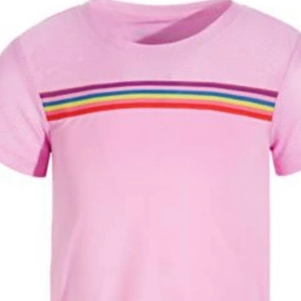 NEW ID Ideology Little Girls Multi-Stripe Shirt Sweet Alyssum pink, Tee shirt